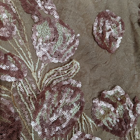 Dress The Population Nude Sequin Floral Dress L - Picture 8 of 8